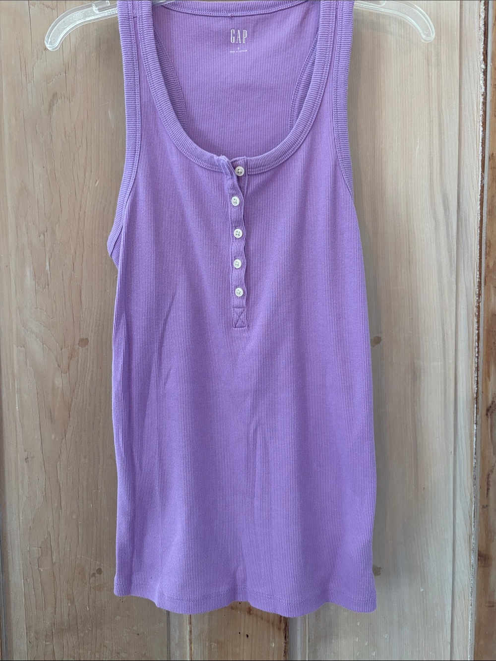 GAP Lavender Ribbed Henley Tank